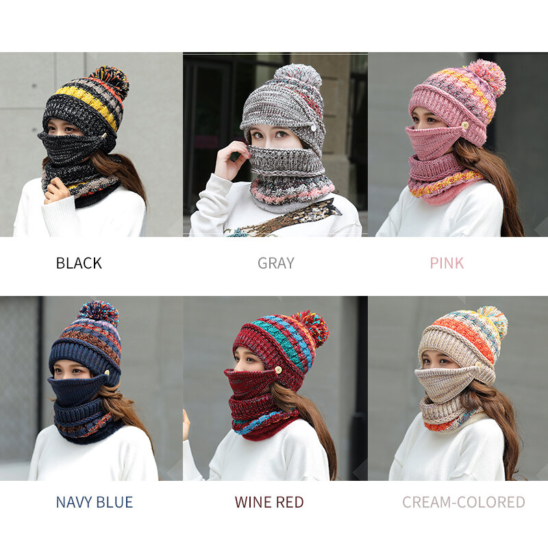 2pcs moda donna calda paraorecchie cappello e sciarpa in lana lavorati a maglia set accessori per cappellino da ciclismo autunno inverno donna