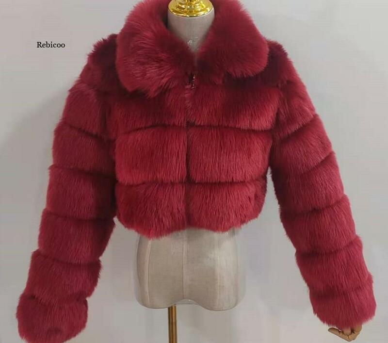 Winter Frauen Faux Pelz Mäntel Mode Elegante Dicke Warme Oberbekleidung Frau Flauschigen Pelzigen Gefälschte Pelz Jacke Mujer 4Xl