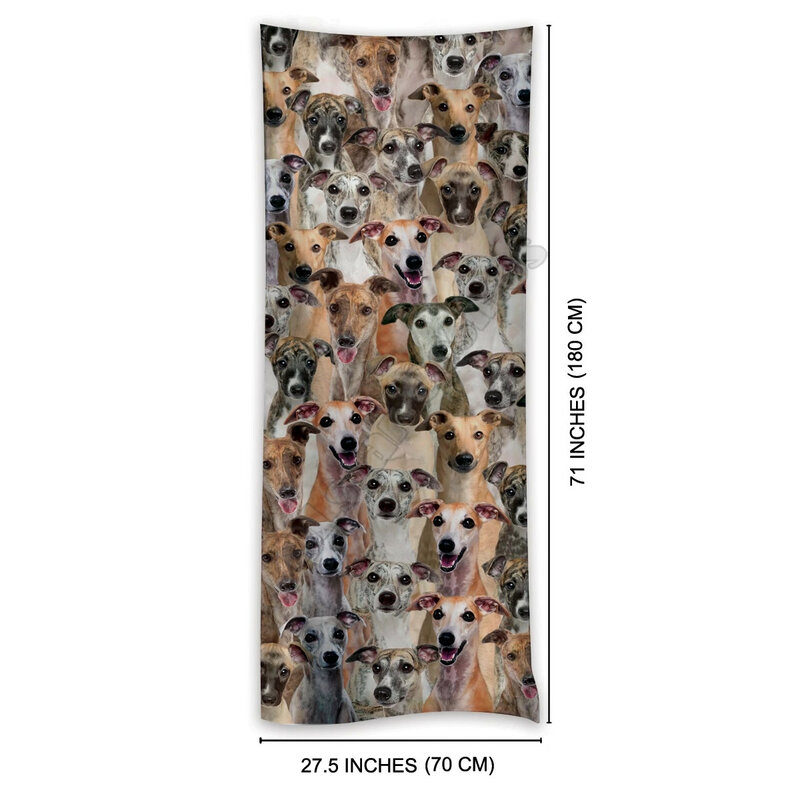 Whippet-イミテーションカシミヤスカーフ,3Dプリント,秋と冬用,暖かくて厚い,面白い犬のショール
