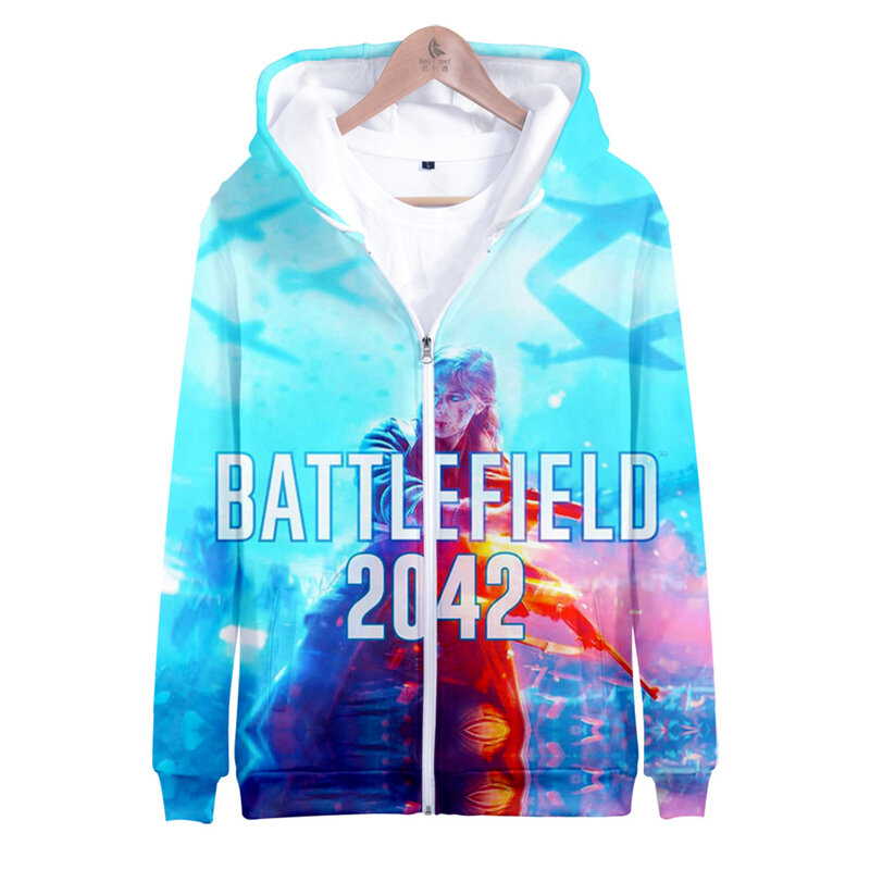 Battlefield 2042 3D Print Herfst Winter Vakantie Gepassioneerde Stijl Mannen/Vrouwen Streetwear Stijl Zip Hip Hop Hooded