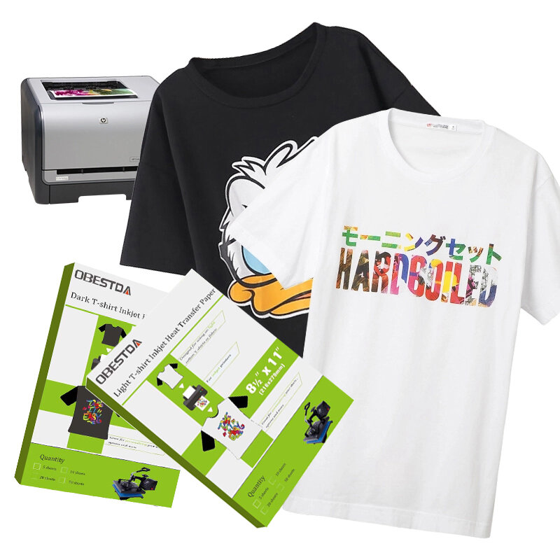 Papel de transferencia térmica para camisetas, papel A4 para tela de algodón, impresora de inyección de tinta, planchado para ropa