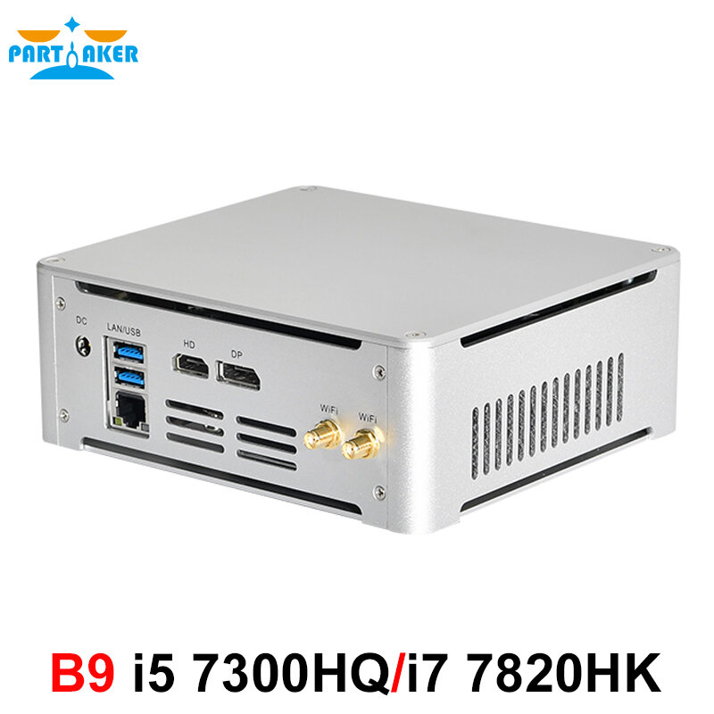 Partaker Mini PC Intel Core I5 7300HQ I7 7820HK DDR4 Windows 10 Linux 4K UHD HTPC HDMI DP minipcคอมพิวเตอร์เดสก์ท็อป