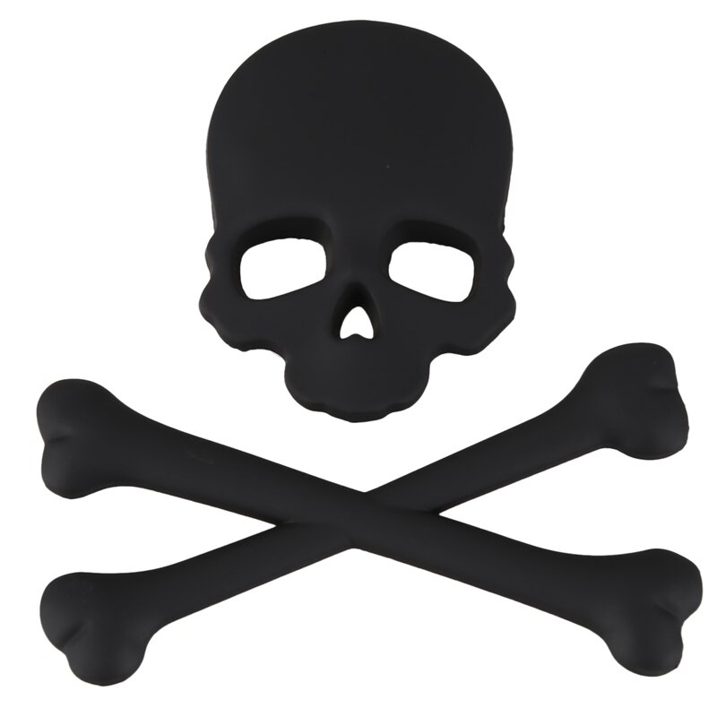 Badge autocollant noir en os de crâne, design 3d, emblème de voiture, moto