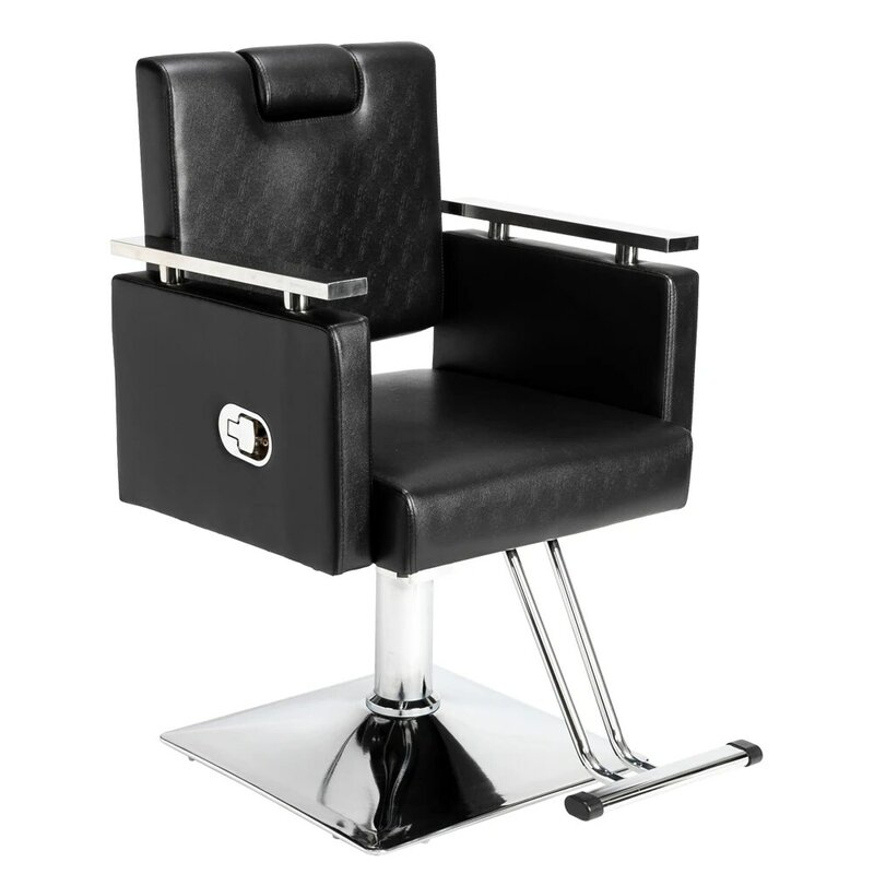 Barber Chair Reclining Haircut Chair Square Base Hairdressing Chair Beauty Salon Chair Black US warehouse in Stock