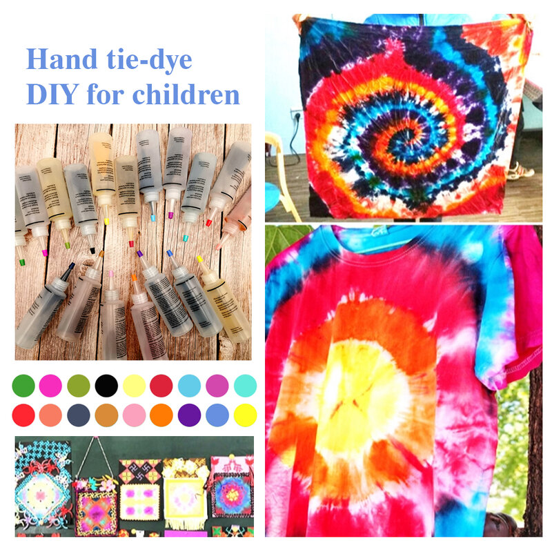 12 pçs tie dye kit não-tóxico diy vestuário graffiti tecido pintura têxtil 120ml colorido roupas tie dye kit pigmento conjunto
