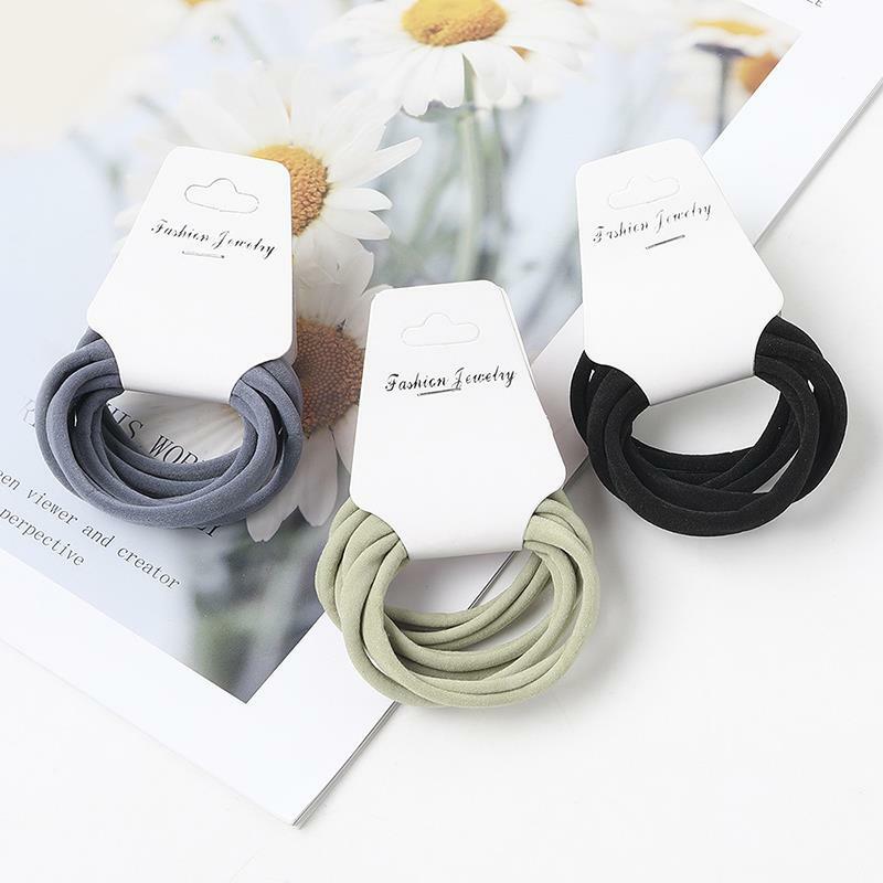 6 pçs cor sólida faixas de cabelo elástico básico para meninas preto gravata goma scrunchie anel de borracha 2021 acessórios para o cabelo conjunto