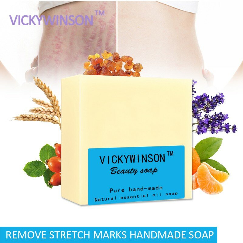 VICKYWINSON Remove wrinkles essential oil handmade soap 100g Restore damaged fiber cells skin eliminate fine stretch marks