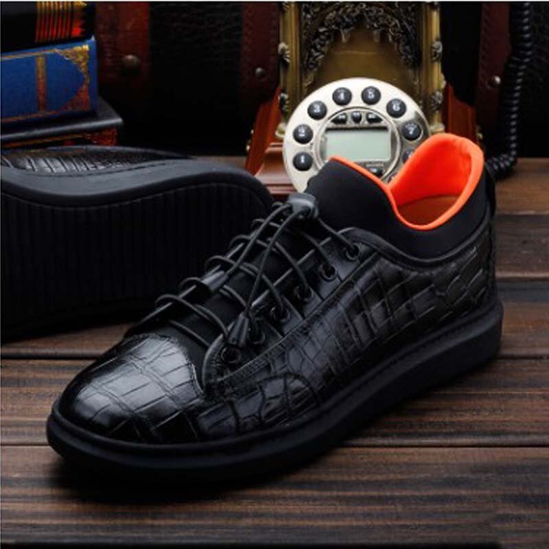 Ourui-zapatos de piel de cocodrilo auténtica para hombre, zapatillas masculinas con cordones, de ocio, en oferta