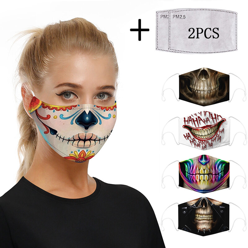 Maschera per la bocca con stampa maschera lavabile in cotone PM2.5 filtro maschera antipolvere maschera riutilizzabile per adulti a prova di batteri