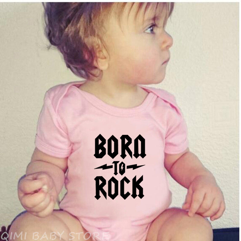 Born To Rock для новорожденных хлопковая рубашка с короткими рукавами для малышей, боди Забавная одежда для малышей-мальчиков комбинезон одежда для маленьких детей детская одежда с фантазийным рисунком рок-н