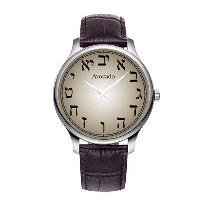 Relógio quartzo digital masculino, pulseira de couro, elegante e romântico, hebraico inovador, marca de luxo, 2021