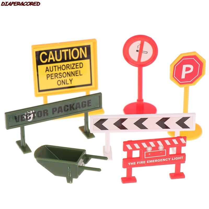 Traffic Road Sign Kids Toys Cars Accessories Model DIY Scene Simulation City Parking Lot Roadmap Early Educational Toys For Boys