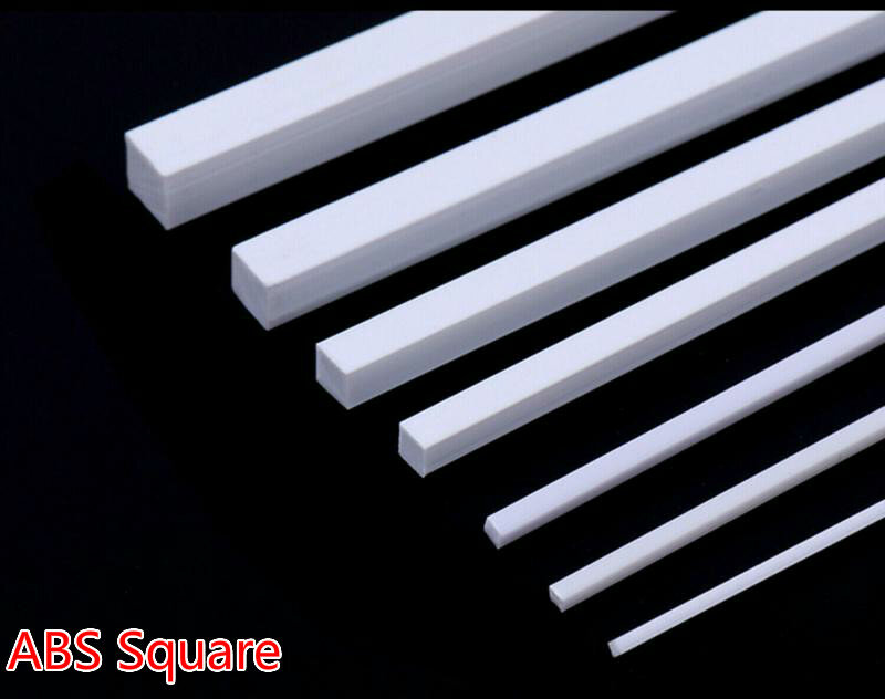 Quadrado branco plástico vara vara para arquitetura, modelo fazendo material, acessórios de bricolage, suprimentos de corte, abs, 2 pcs, 5 pcs, 10 pcs, 25 pcs, 50pcs
