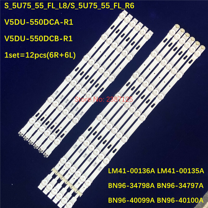 12pcs Led Strip for Sam Sung Ue55ju6410 Ue55mu6120k Un55ku6500 Bn96-39659a V5DU-550DCA-R1 550DCB-R1 Bn96-40099a Bn96-40100a
