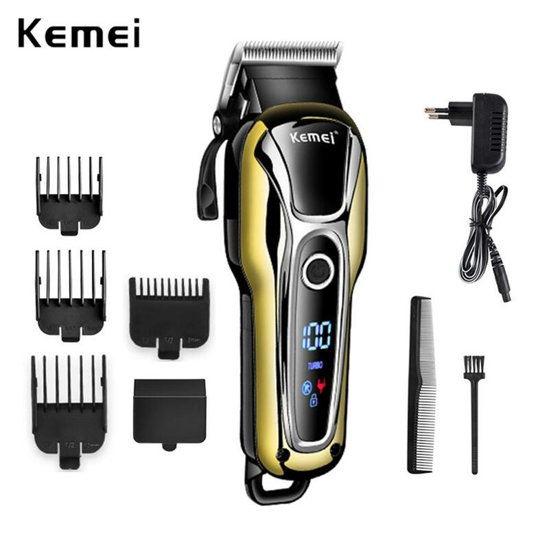 Trymer do włosów KEMEI profesjonalny akumulator elektryczny maszynka do włosów mężczyzn strzyżenie regulowany bezprzewodowy golarka elektryczna maszynka do włosów