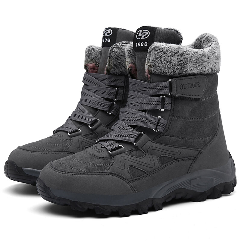 Men Boots Mid-Calf Suede Leather Men Snow Boots Winter Keep Warm Plush Waterproof Outdoor Boots Winter Shoes Men Botas Hombre