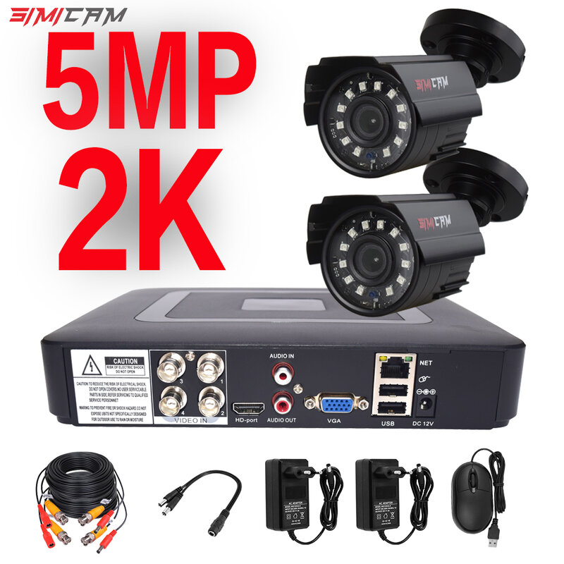 CCTV 보안 카메라 시스템, 적외선 야간 투시경 I-CUT, 2k 감시 키트, 전화 원격, 4ch AHD 카메라, DVR 비디오 레코더, 5.0MP