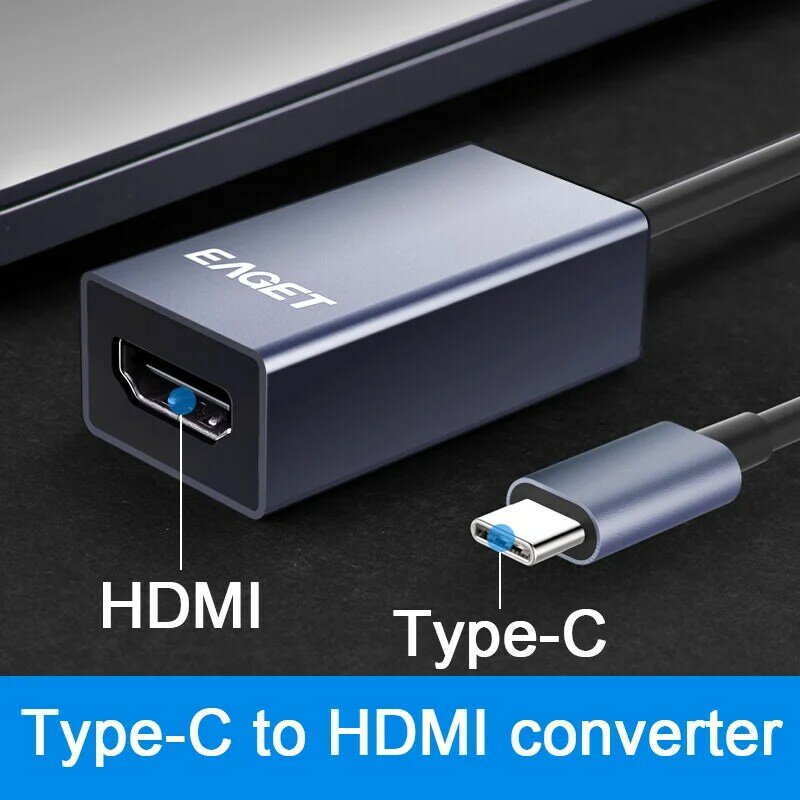 EAGET CH02 Type-C To HDMI Converter,USB CสายHDMI,สำหรับMacBook Huawei Mate 30 Pro,USB-Cอะแดปเตอร์HDMI,USB Type-C HDMI,4K HD