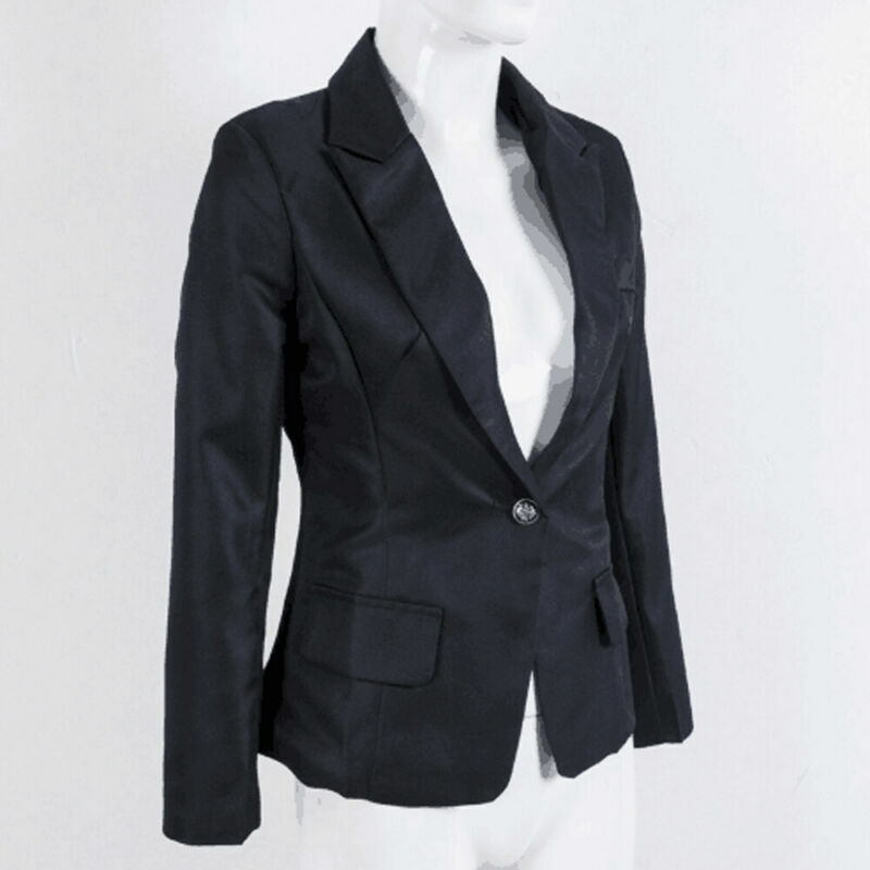 2019 แฟชั่นผู้หญิง Blazer สีดำเสื้อแขนยาวหนึ่งปุ่ม Coat Slim Office Lady เสื้อแจ็คเก็ตหญิงเสื้อสูท Blazer Lady แจ็คเก็...