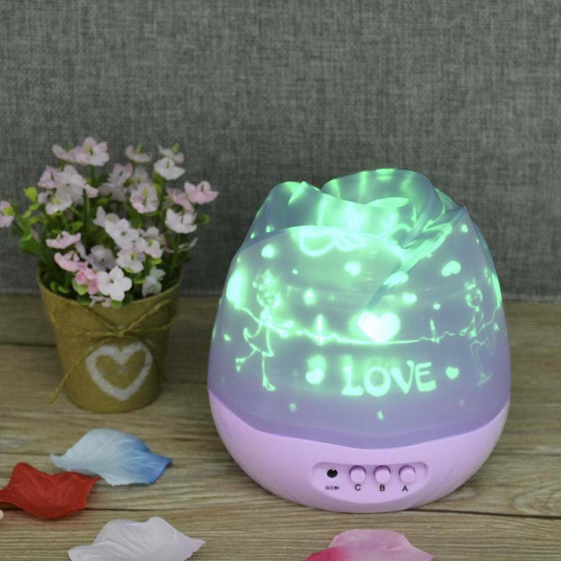New exotic led flower star projector lamp Dream Rose Table Lamp USB rotary projector star night light