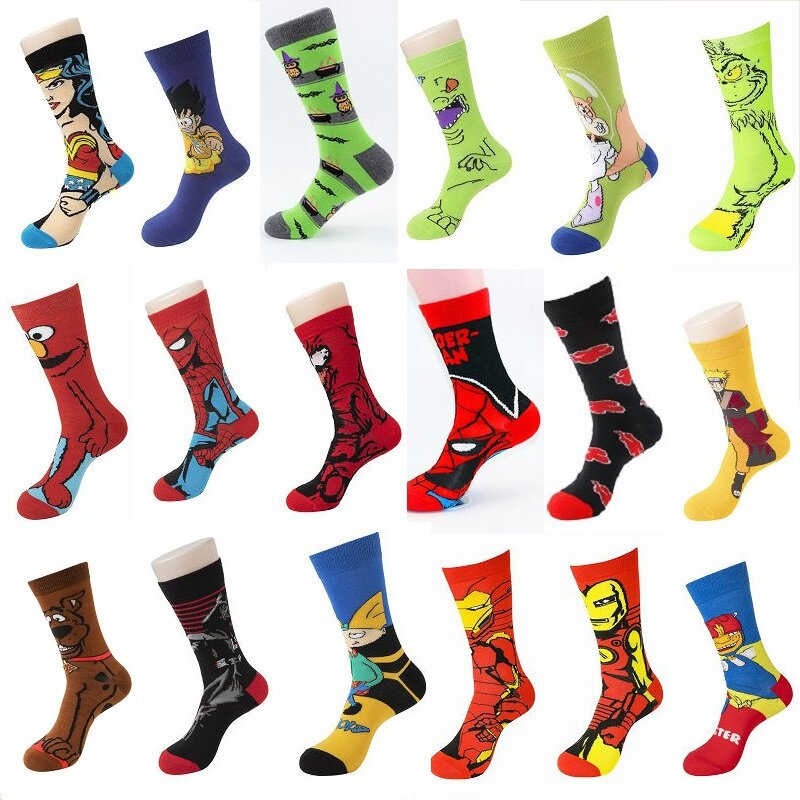 Модные носки с забавным изображением для мужчин и женщин, теплые хлопковые носки в стиле случайный выбор, 1 пара
