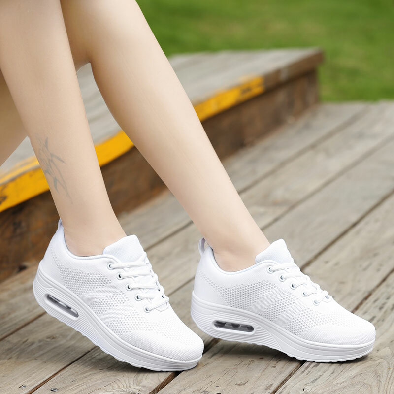 Vrouwen Heigh Toenemende Casual Schoenen Mode Ademende Walking Mesh Platform Schoenen Sneakers Hoge Hakken Wiggen Zapatillas Sneaker