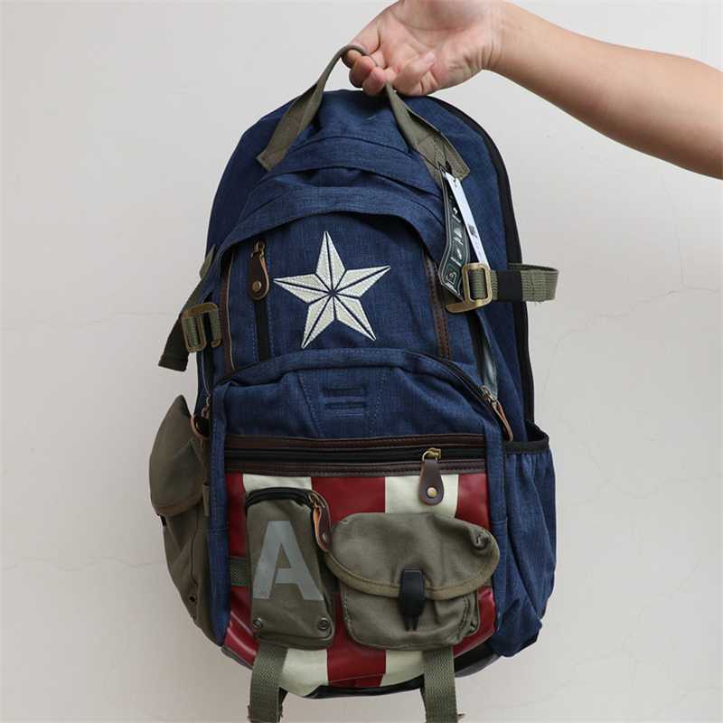 뜨거운 새로운 마블 영화 어벤저 스 캡틴 아메리카 배낭 코스프레 학생 Schoolbag 배낭 패션 Packsack 가방 팬 선물