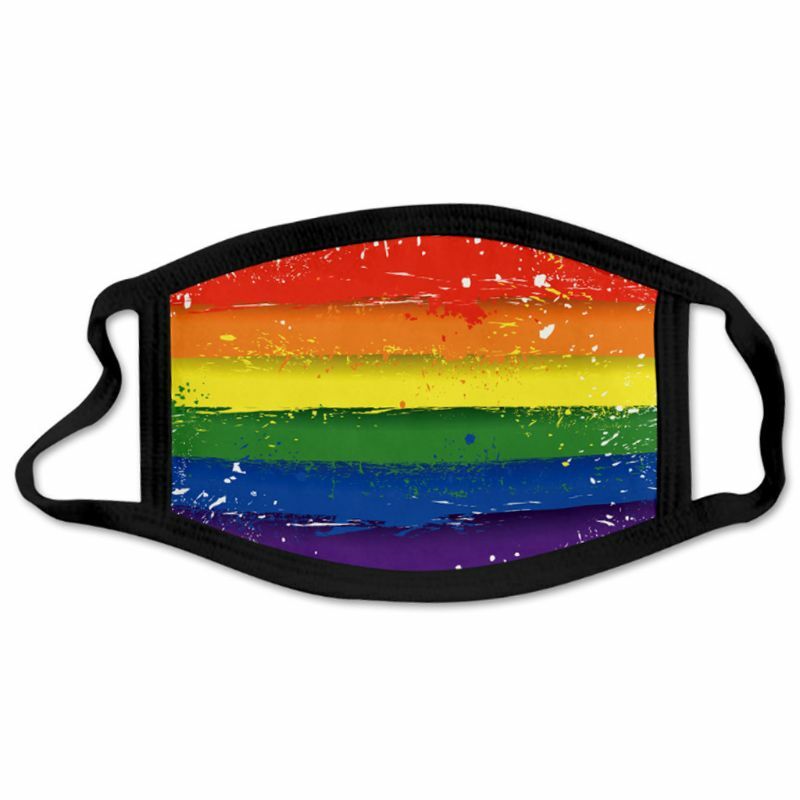 Penutup Wajah Gambar Cetak Digital Garis Pelangi Masker Mulut Sutra Es Kebanggaan LGBT Baru 28TF