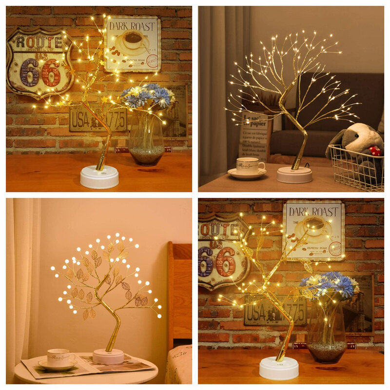 Mini lámpara LED de noche para árbol de Navidad, guirnalda de luces de cadena de hadas, regalos para niños, decoración de habitación interior del hogar, decoración navideña