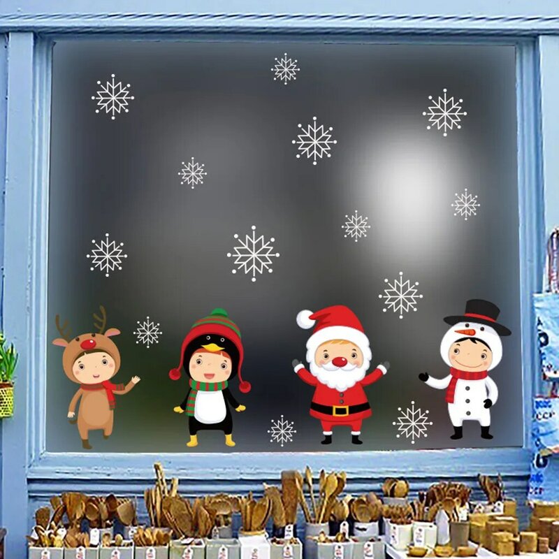 Świąteczna naklejka śnieżynka Home Decor świąteczna naklejka na ścianę dekoracja domu naklejki do samodzielnego wykonania okna drzwi piękny Ornament naklejki