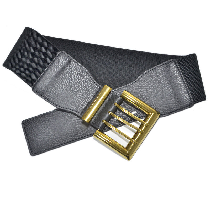 Cinturones elásticos de lujo para mujer, Buackle ancho de aleación grande Vintage de alta calidad, cinturones de fiesta para vestido, abrigo negro con sello de cintura