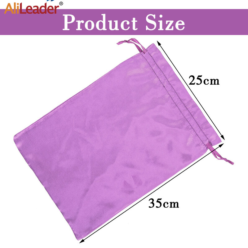 Alileader – sac de rangement de cheveux bon marché, sacs de soie à cordon, sac de rangement Portable pour perruque, LOGO personnalisable, 5 pièces/paquet