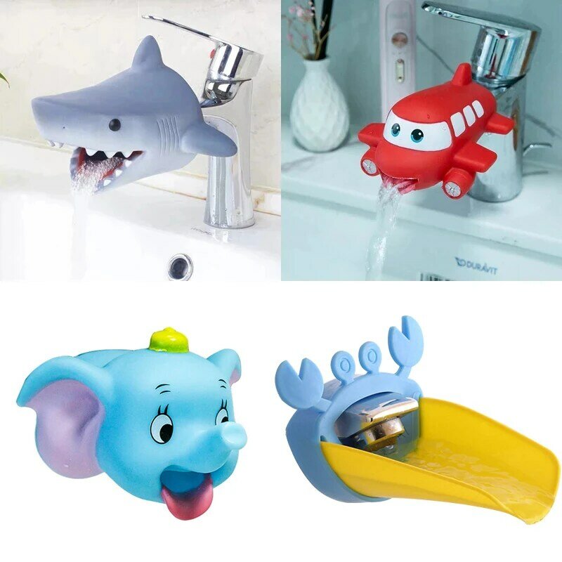 Cute Animal przedłużacz do kranu dzieci woda z kranu oszczędzanie Cartoon kran narzędzie pomoc mycie rąk łazienka Waterwheel kąpiel zabawki do kąpieli