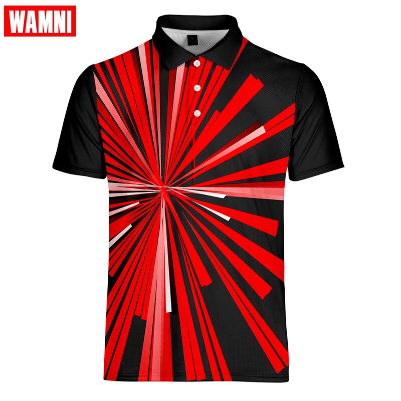 WAMNI Fashion  High Quality 3D Quick Drying Turn-down collar Bodybuilding  shirt Casual Men's  shirts Sport Tee