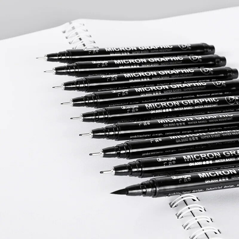 For Micro-Line Pens 12 PCS Art Marker Waterproof Archival Ink Fineliner Pens for Hand Letter Sketch Artist Drawing Brush Pen