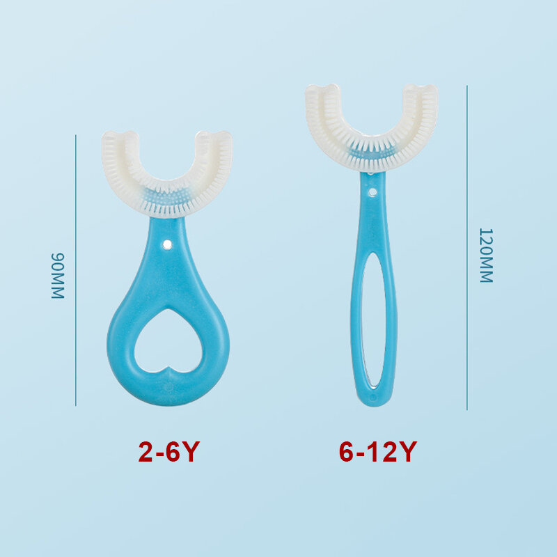 Bebê quente escova de dentes crianças 360 graus em forma de u escova de dentes mordedores silicone macio escova de dentes crianças higiene oral limpeza