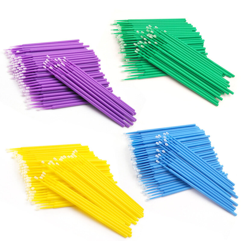 100pcs/bag Disposable Colorful Cotton Swabs Micro Brushes Eyelashes Extension Cleaning Swab Cosmetic Makeup Tools