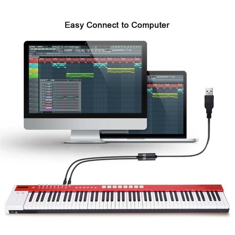 Adaptador de interface de piano elétrico, cabo conversor de cabo de interface usb para 2 midi para pc, teclado de música, adaptador de sincronização de windows, mac e ios 2 metros