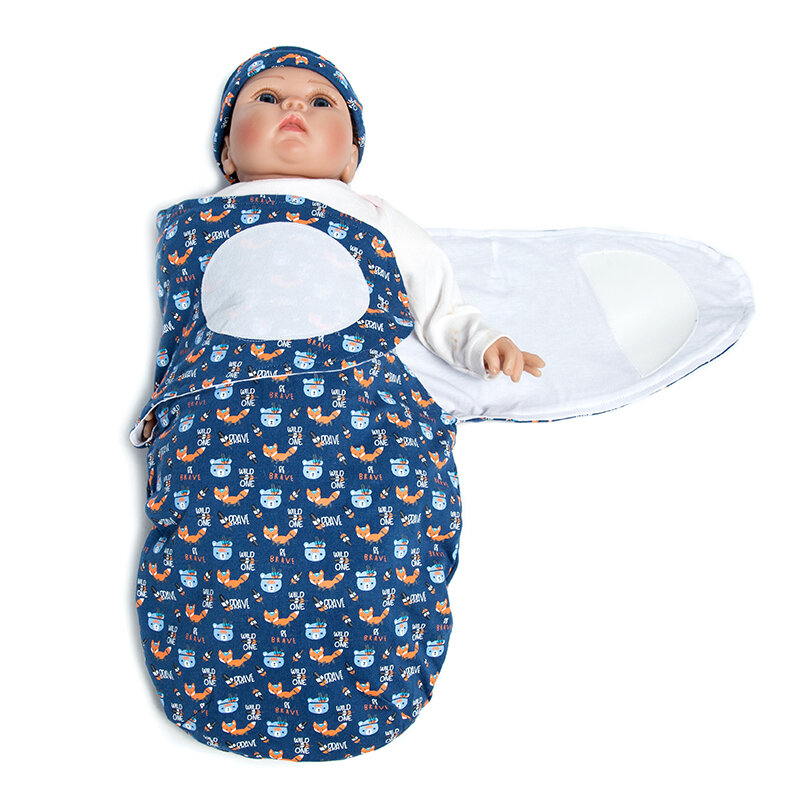 Ensemble d'emmaillotage pour garçons, couvertures rondes avec bonnets en coton, sac de couchage pour bébés, 0-3 mois, 2 paquets