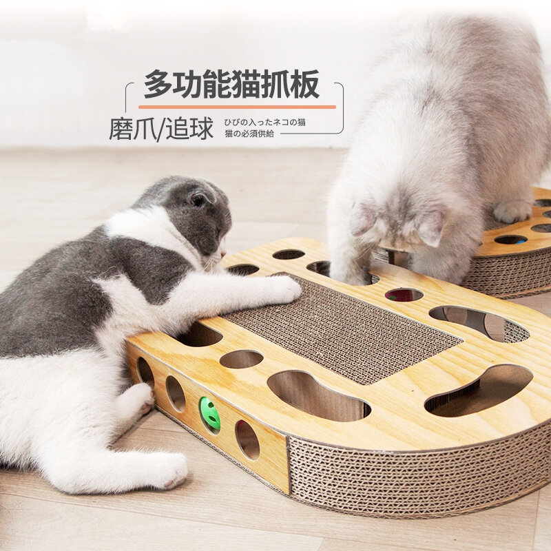 Novel Funny Toys Ball Type Corrugated Cat Scratch Board Mill Funny Stick Turntable Pet Sports Interaction