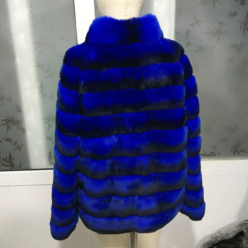 CNEGOVIK-abrigo de piel auténtica de conejo Rex, chaqueta cálida de Color Chinchilla, prendas de vestir de invierno, gran oferta