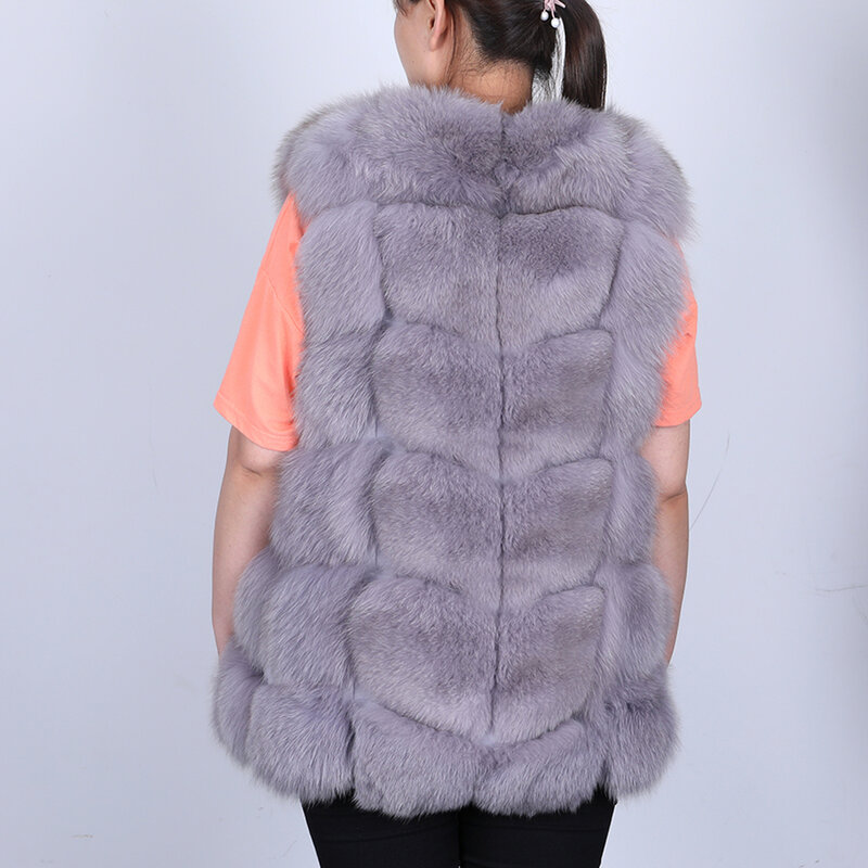 ジャケット maomaokong ナチュラルフォックス女性の暖かい屋外ベストの革のベスト毛皮のジャケット