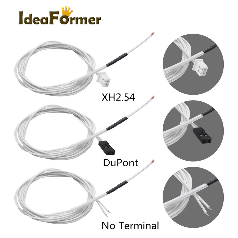 1/5Pcs 100K Ohm Resistor NTC 3950 Thermistor Thermal Sensors No/Dupont/XH2.54 Terminal With 1 Meter Cable 3D Printer Parts