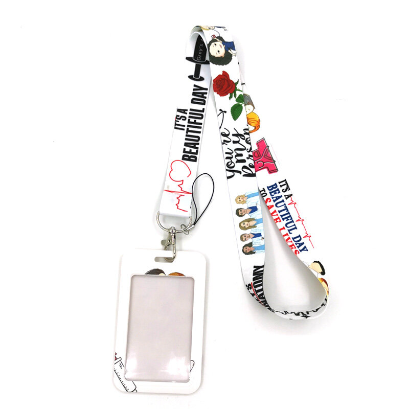 그레이의 해부학 의사 간호사 목 스트랩 끈 키에 대 한 끈 카드 ID 홀더 선물에 대 한 키 체인 키 링