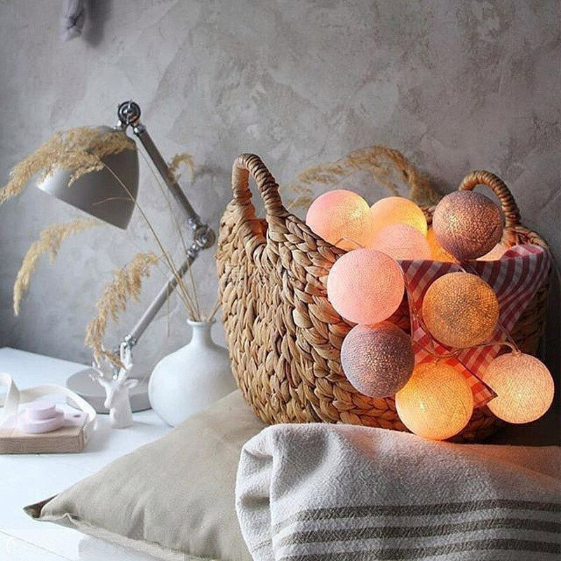 QYJSD 3M LED Garland Cotton Ball String Bulb Indoor Christmas New Year Holiday Wedding BabyBed Fairy Door Lights Decoration