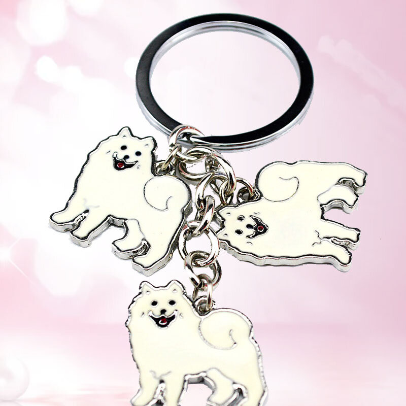 Keychains Hot Samoyed Animal Dogs Keychain Metal Pendant Charm Handmade Gifts For Pet Lovers Dog Jewelry Woman Key Ring Holder