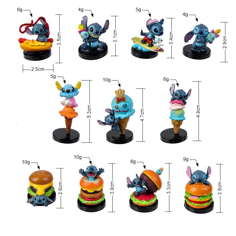 Figuras de Disney Mini versión, trompeta, Stitch, caja ciega, figura de Anime, Lilo & Stitch, modelo de muñeca, juguetes para regalos para niños, 11 estilos