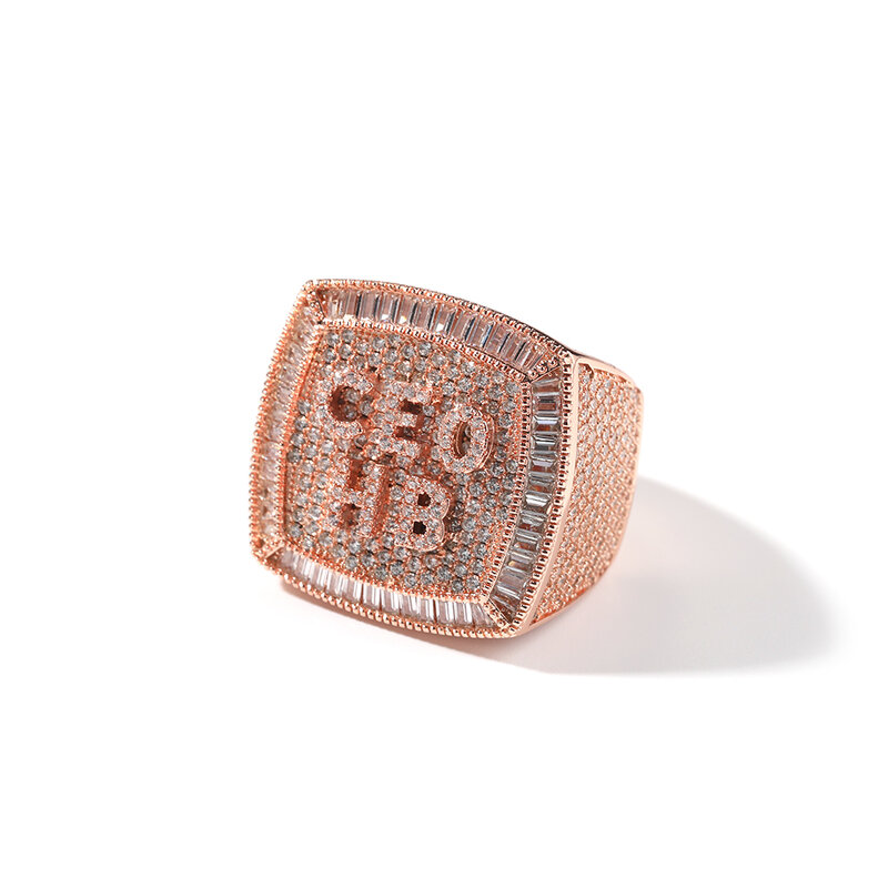 THE BLING KING Custom 1-9 lettere anello completo ghiacciato zirconi cubici nome personalizzato anelli per feste gioielli per uomo e donna Hiphop