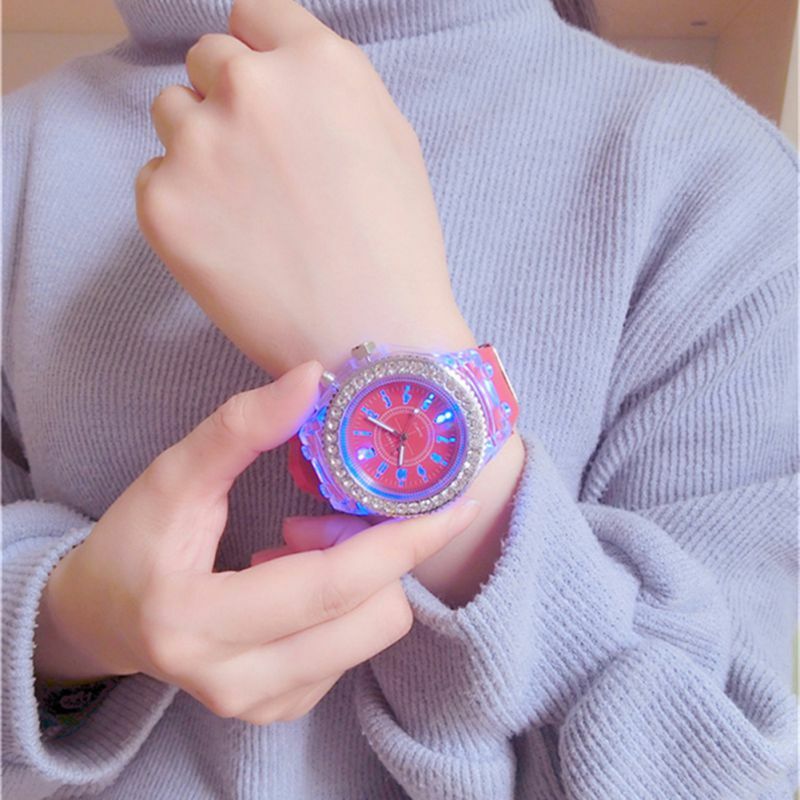 Girl Watch 7 Colors LED Light Colorful Electronic Digital Wrist Watch