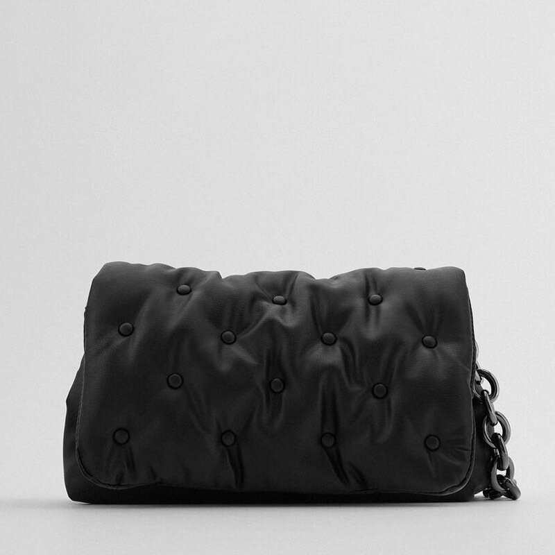 Bolso de diseñador de moda con cadenas gruesas para mujer, bandolera de cuero negro, de gran capacidad